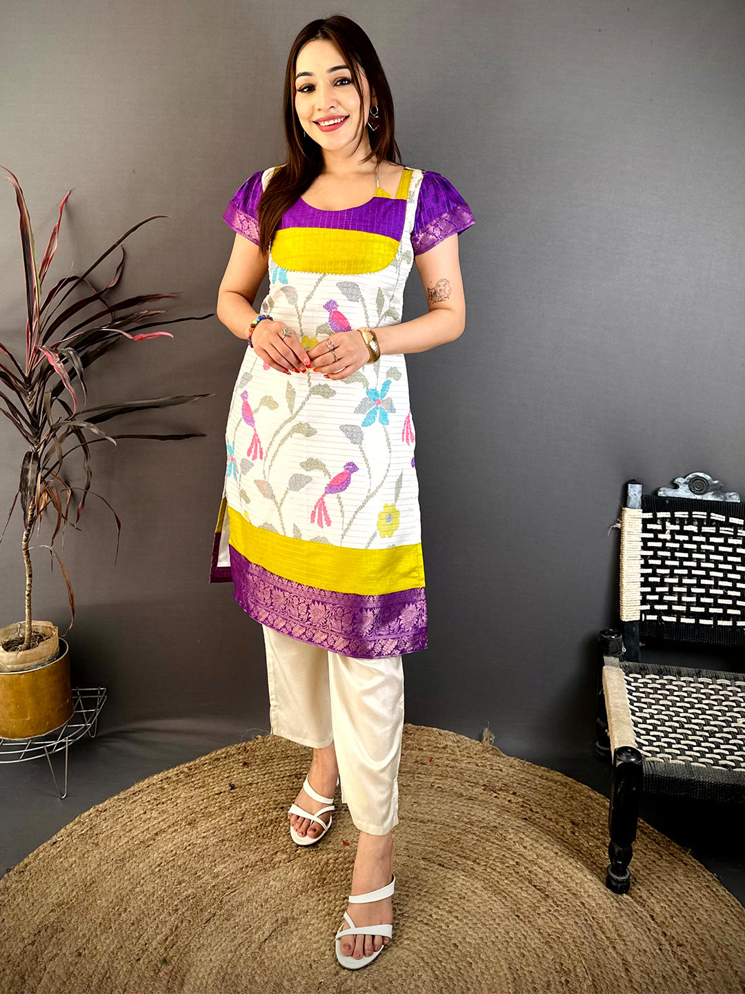 Stylish Kota Doriya Round Dori Neck Kurti