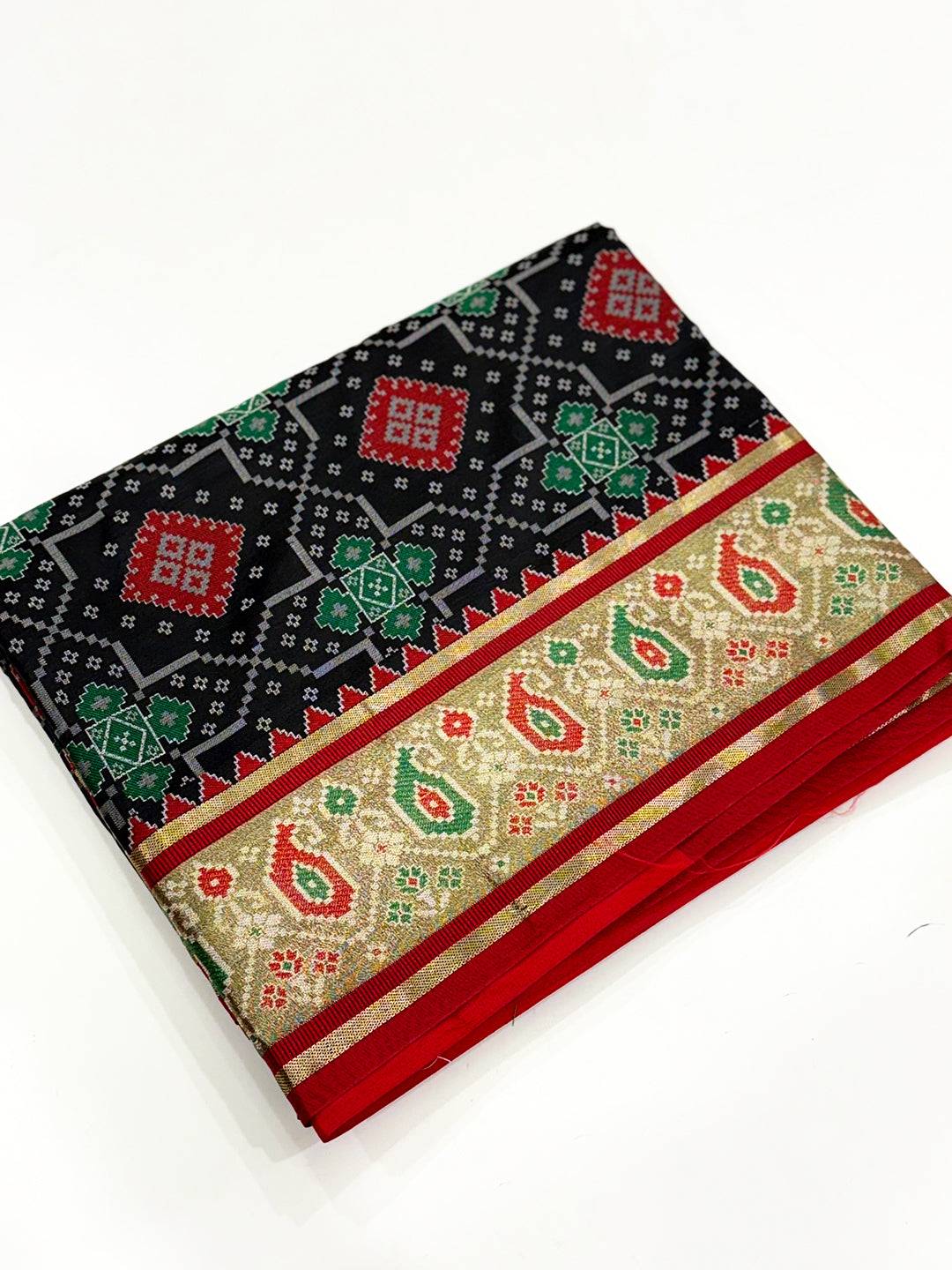 Black Soft Silk Saree With Patola Weaving