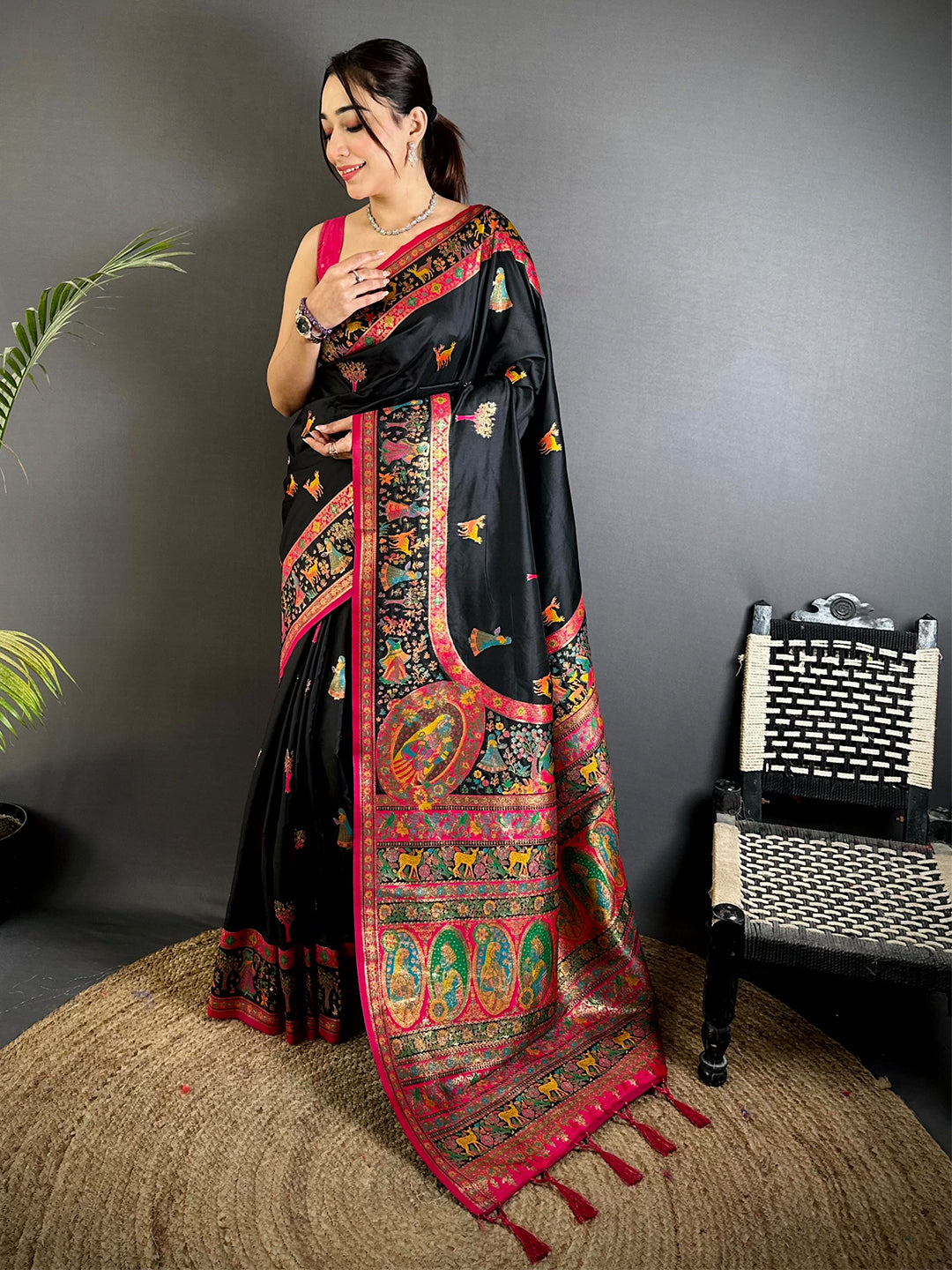 Radiant Kashmiri Pashmina Minakari Saree