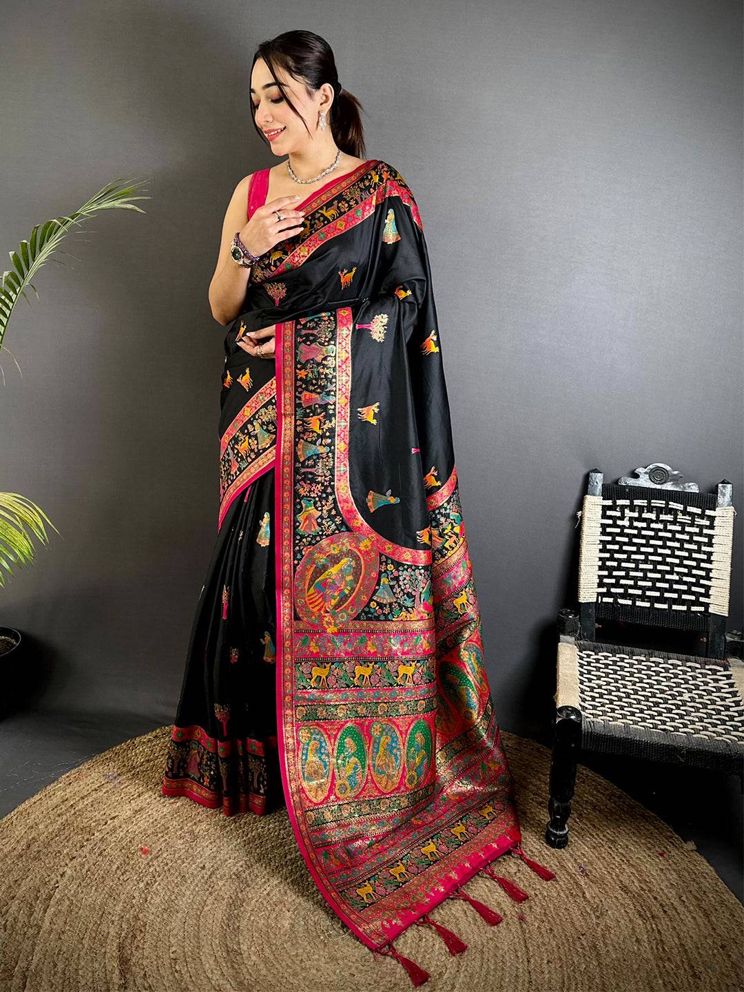 Radiant Kashmiri Pashmina Minakari Saree