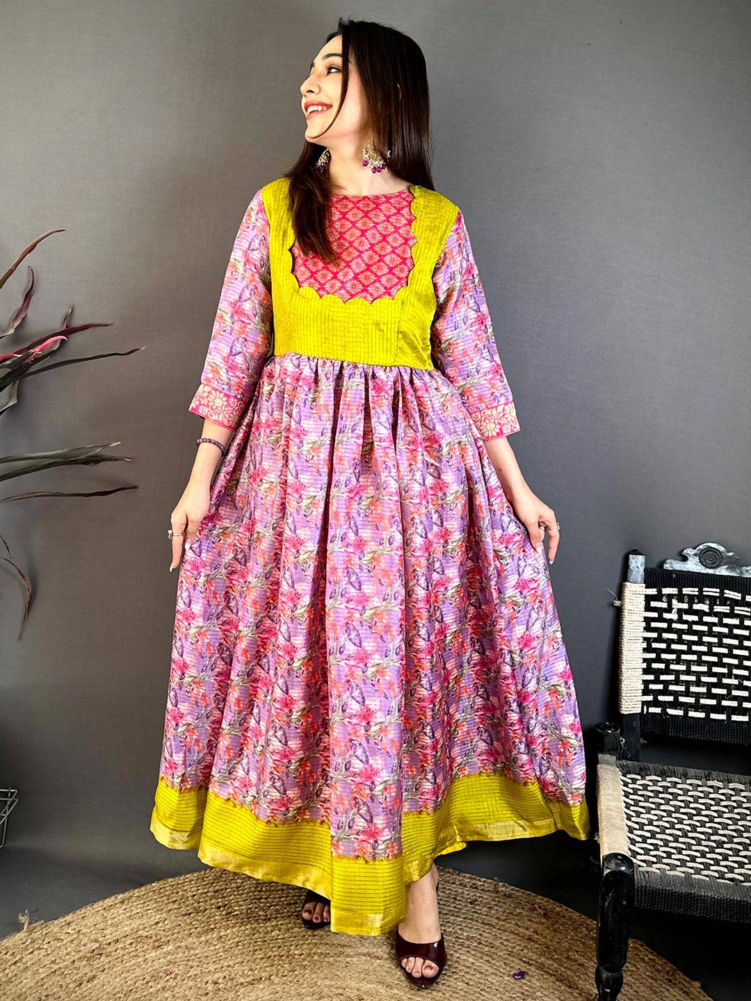 Elegant Kota Doriya Flared Dress