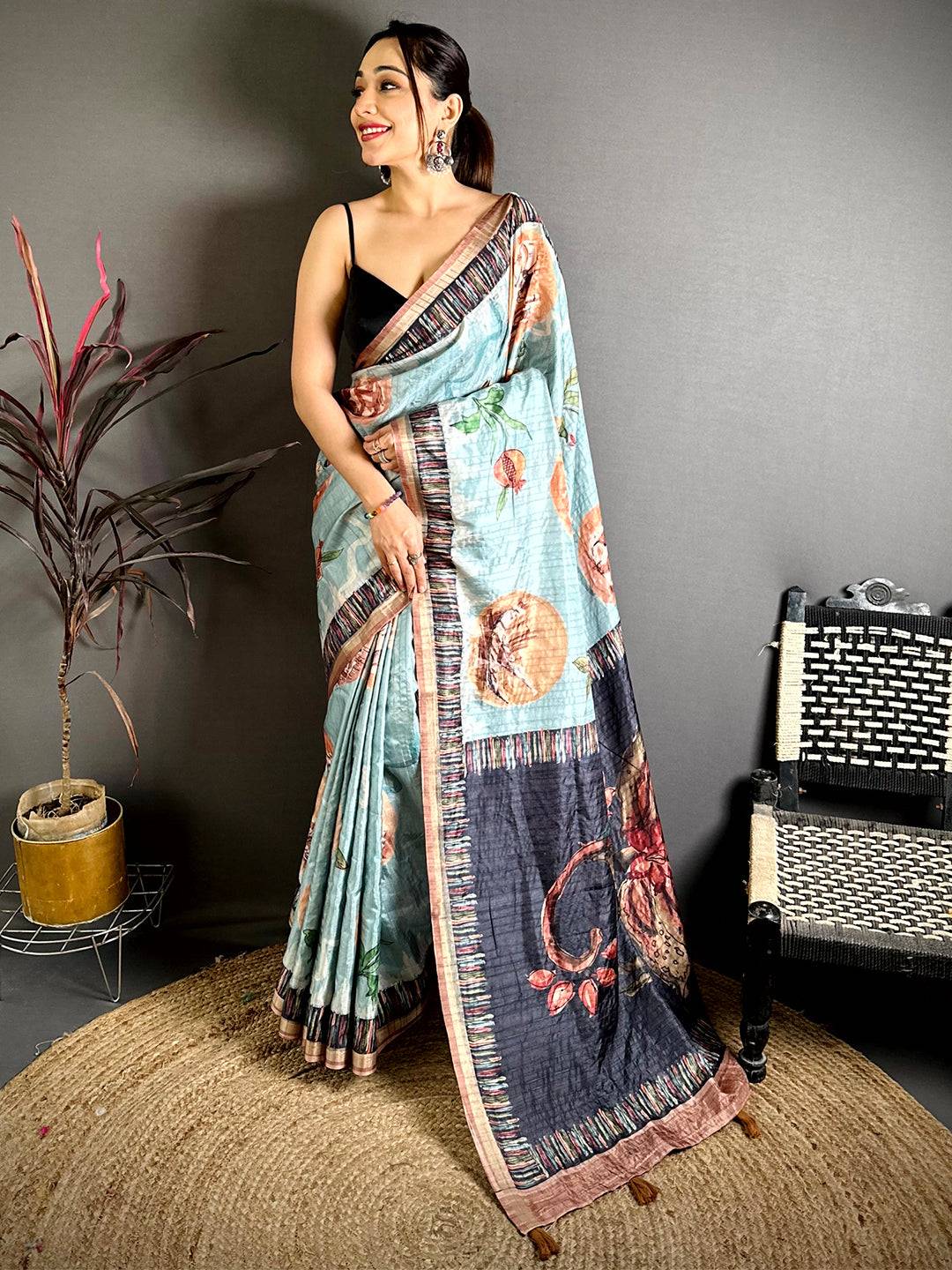 Tradition Soft Tussar Kalamkari Saree