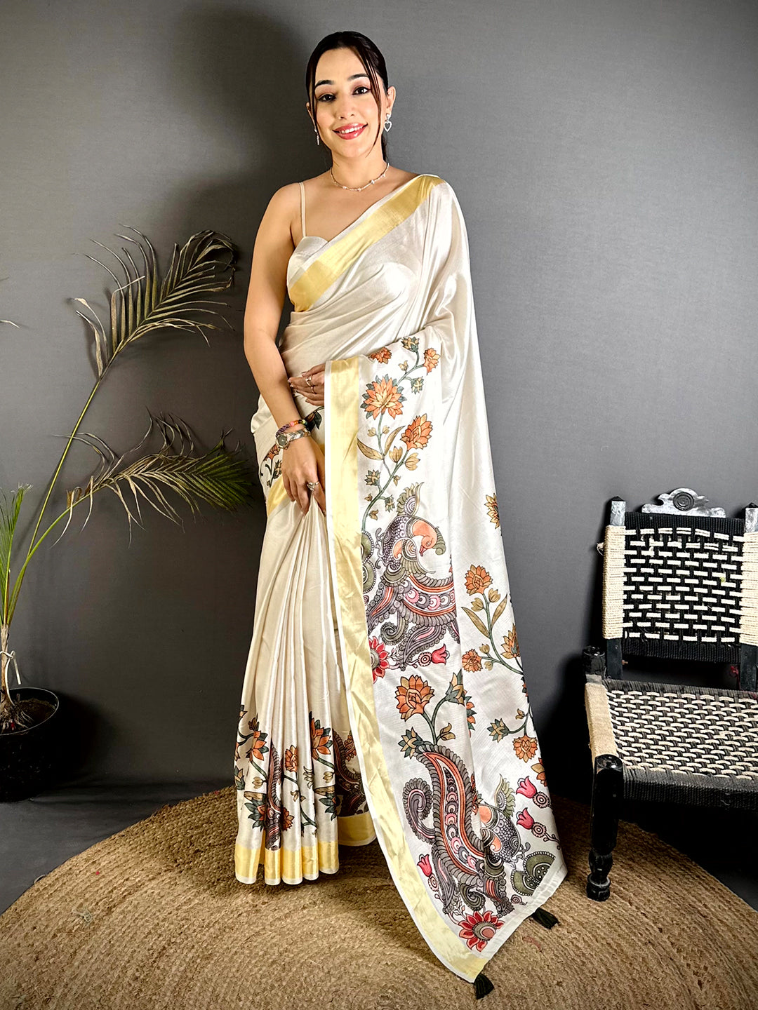 Elegant Pen Kalamkari Khadi Silk Saree