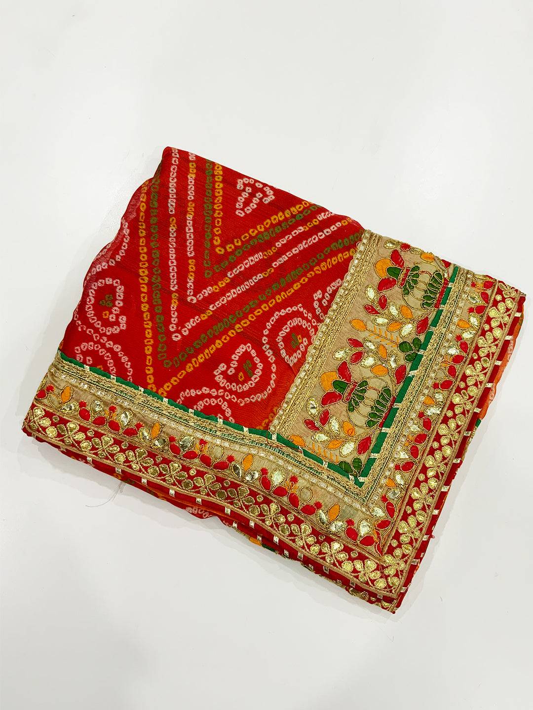 Trendy Chiffon Bandhej Print Foil Work Saree