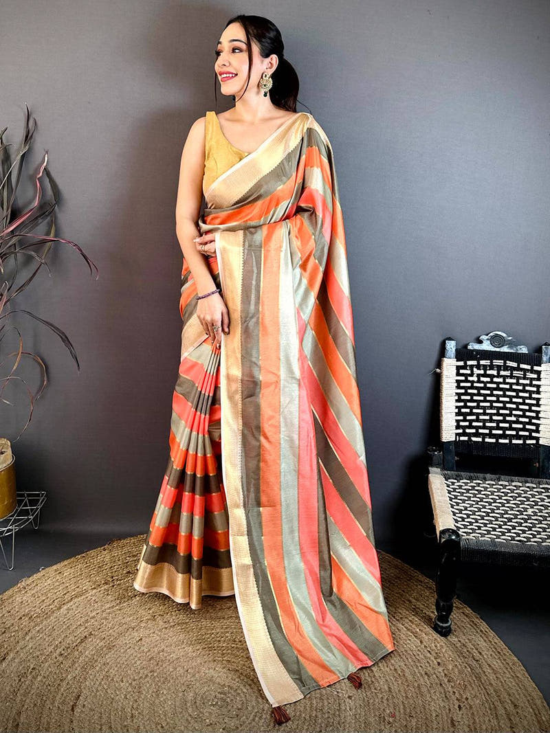 Elegant Tussar Rainbow Digital Print Saree