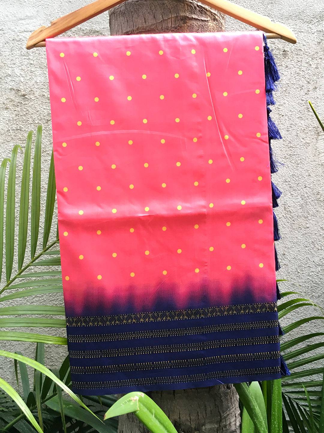 Pichwai Print Pink Silk Saree with Zari Border