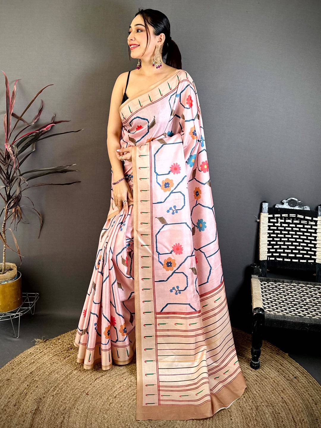 Regal Tussar Ikkat Meenakari Print Saree