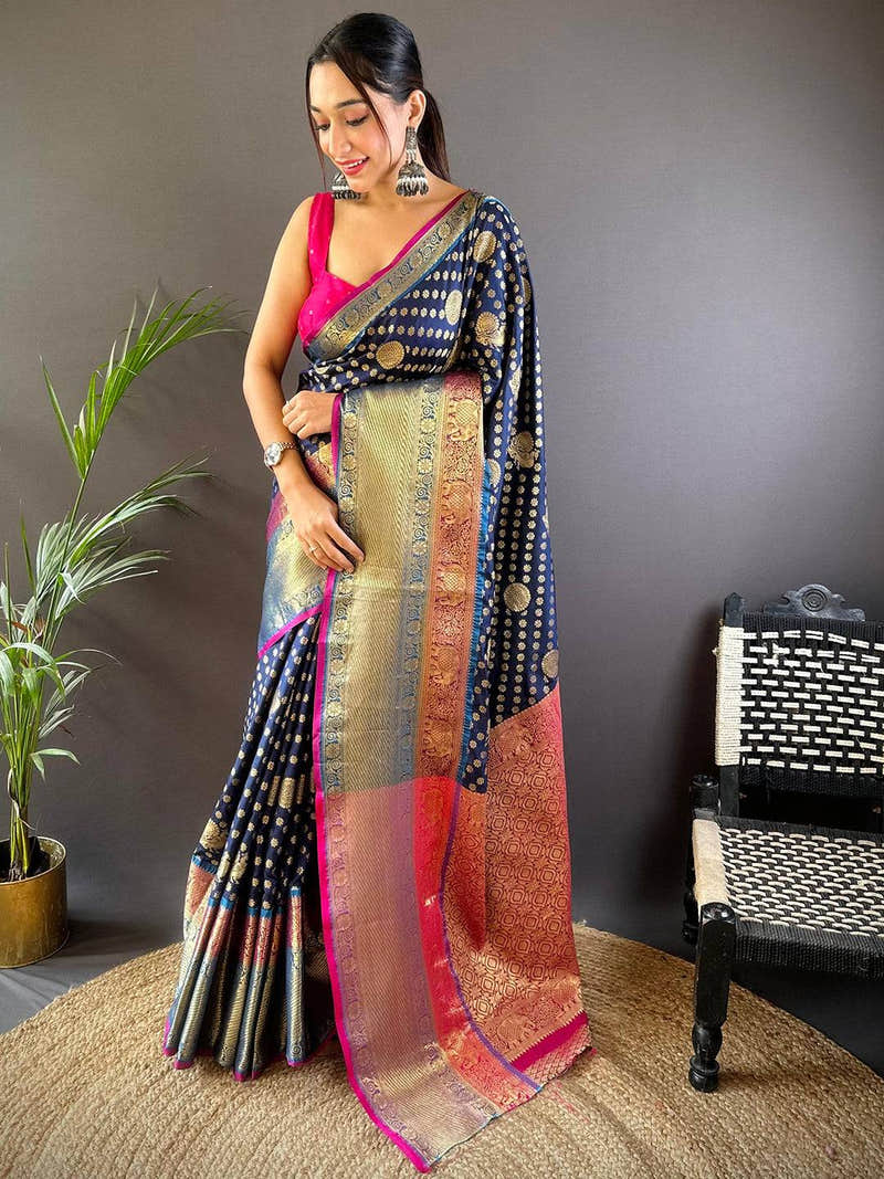 Regal Radiance Banarasi Polka Zari Saree