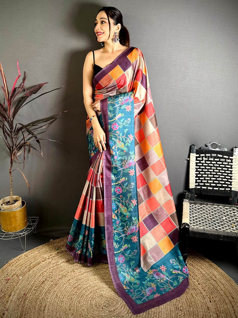 Regal Block Print Manipuri Saree
