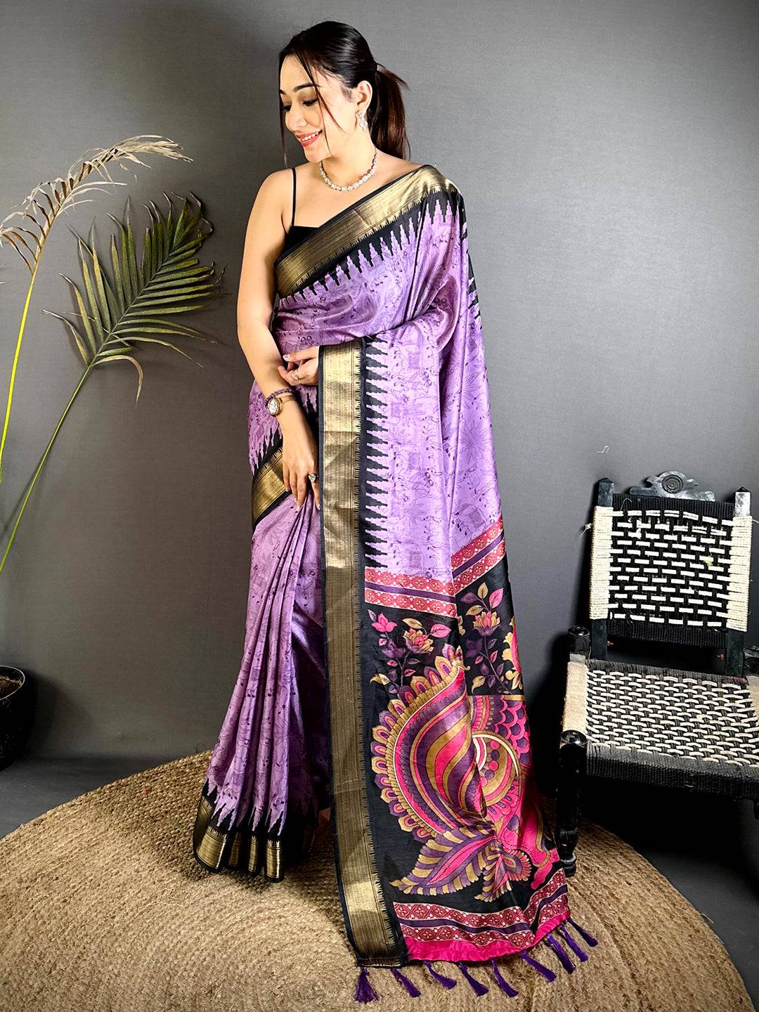 Tradition Kalamkari Dola Silk Saree
