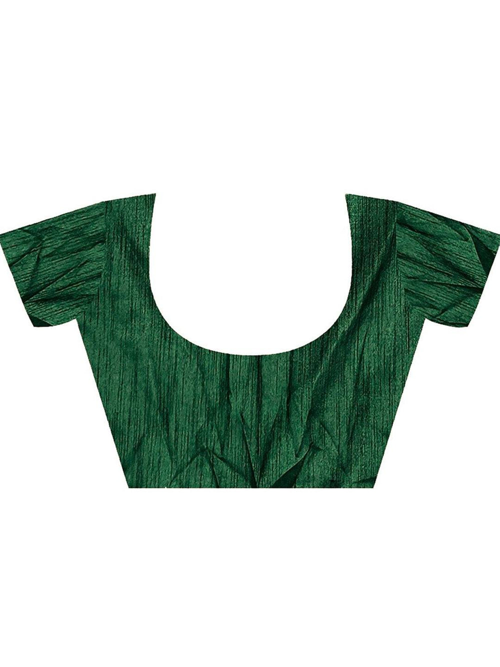 Green blouse design for Banarasi Gadwal saree.