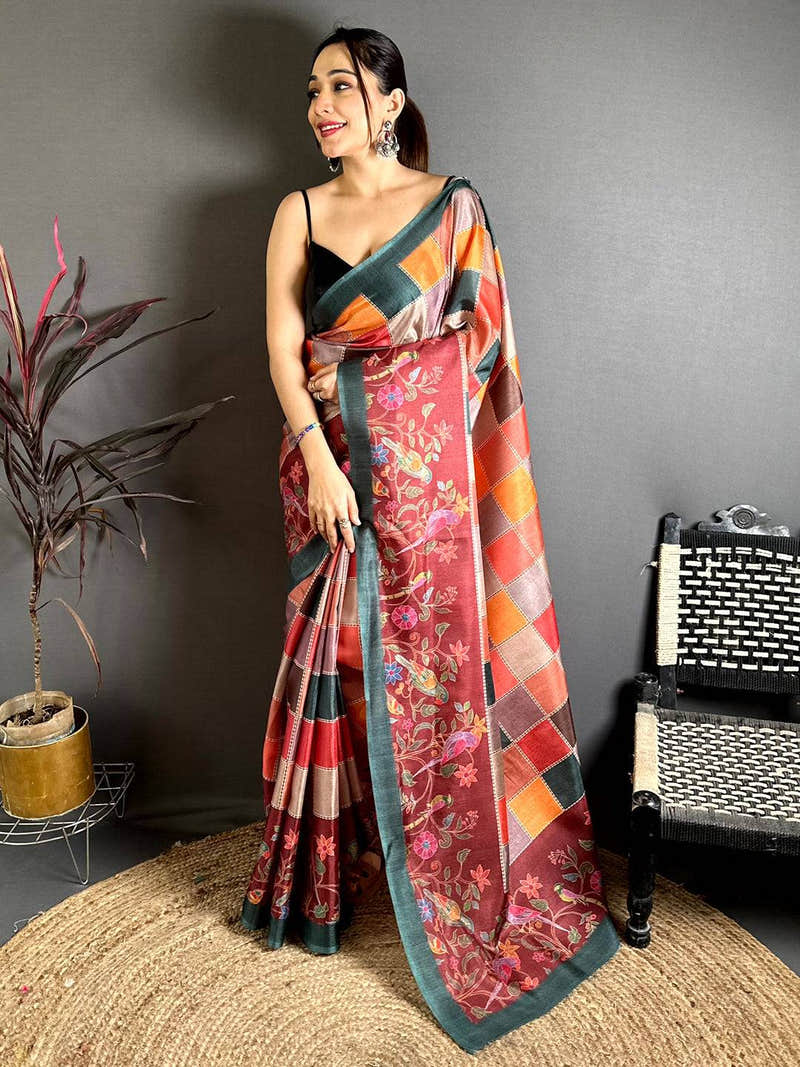 Stylish Block Print Manipuri Saree