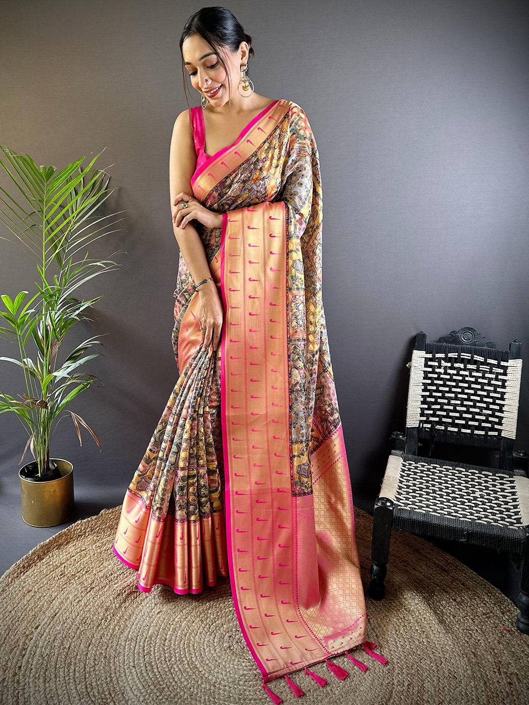 Kora Silk Madhubani Charm Saree