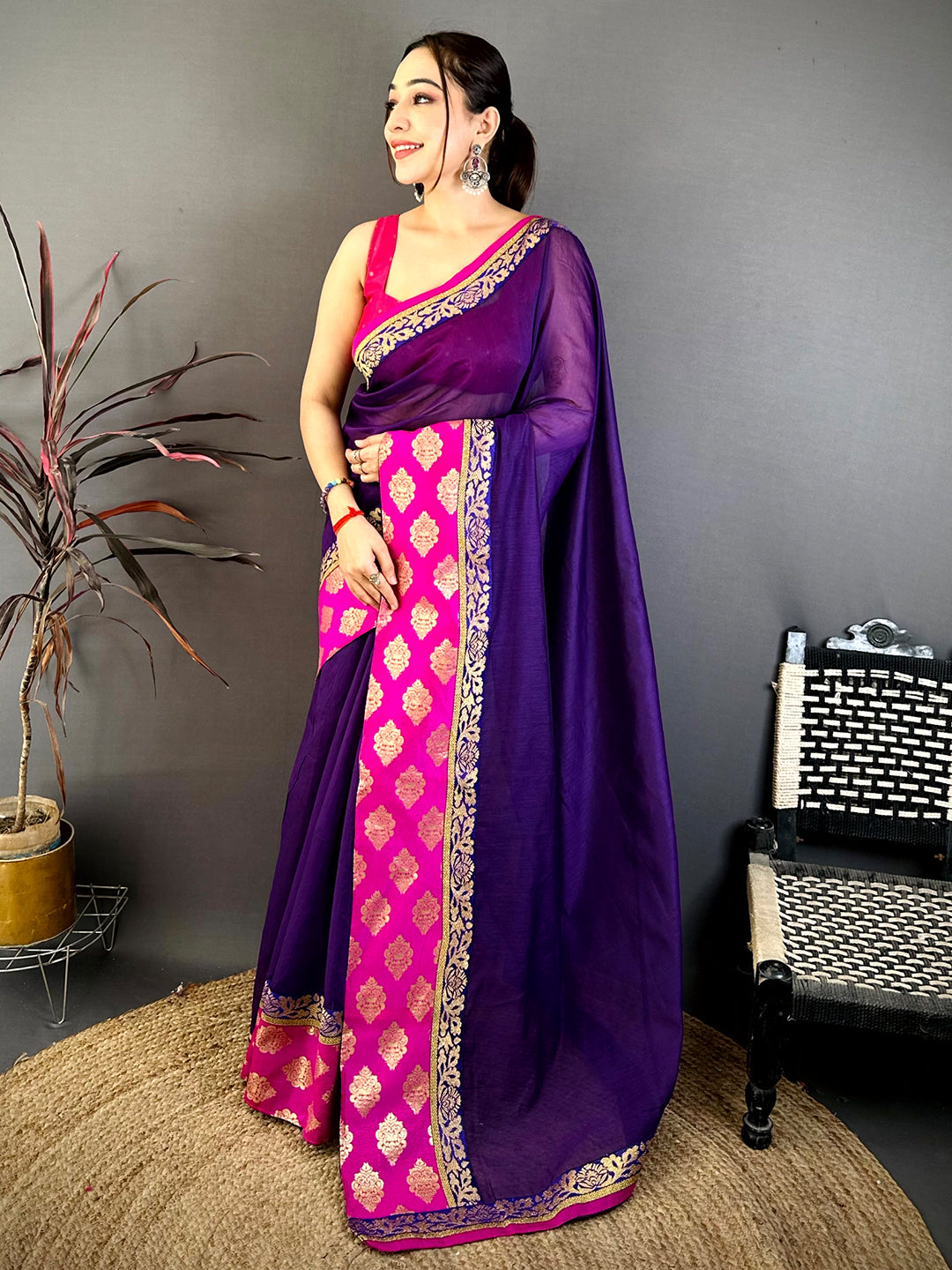 Pure Elegance Chanderi Zari Border Saree