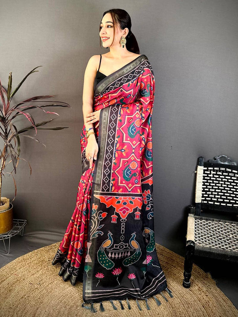 Classic Ikkat Digital Print Silk Saree