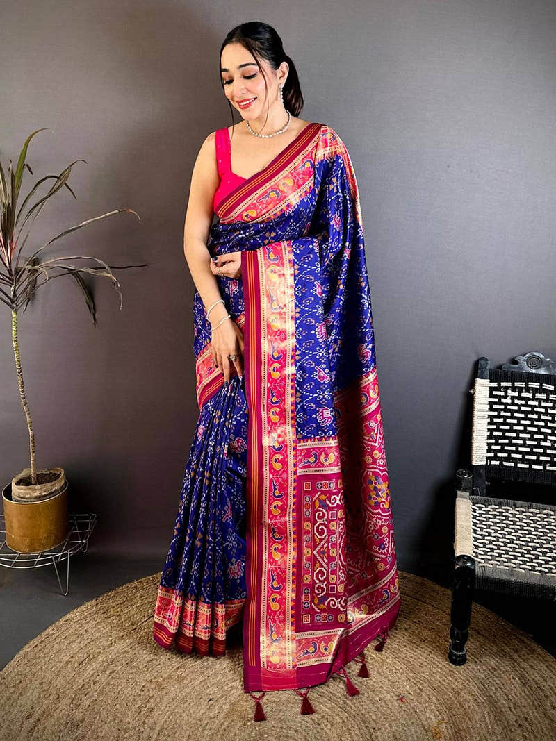 Exclusive Double Ikkat Patola Zari Saree