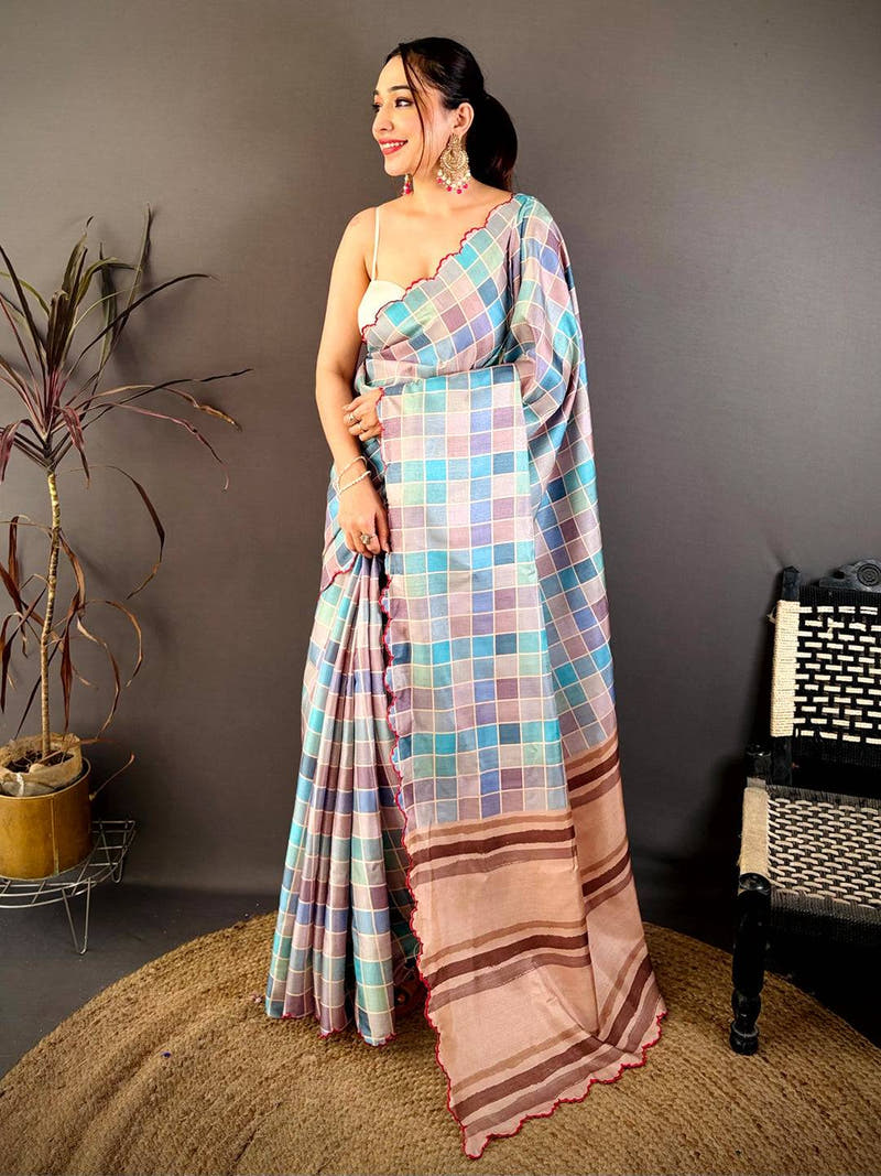 Designer Soft Tussar Box Printed Saree
