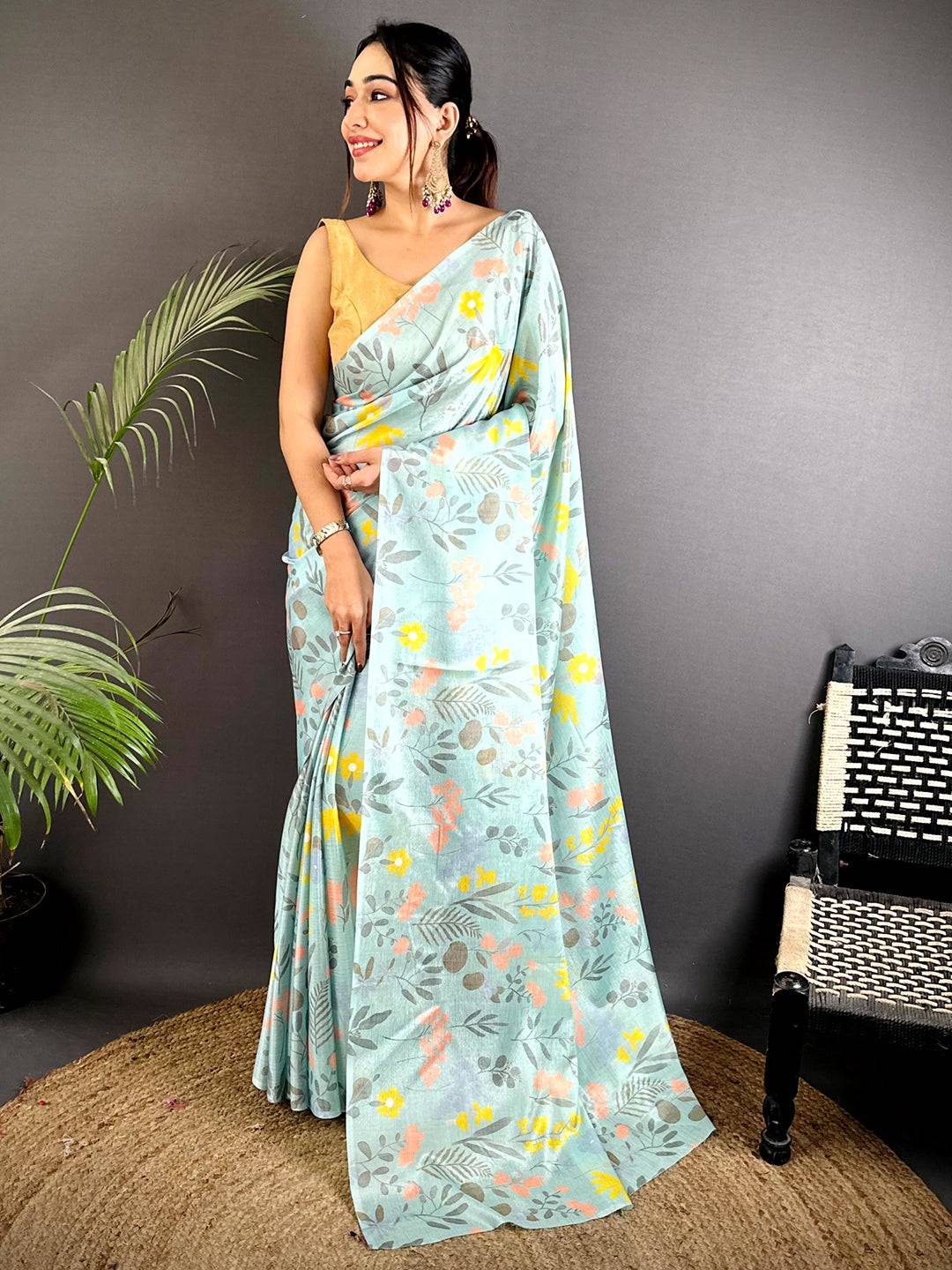 Opulent Soft Chinnon Chiffon Floral Saree