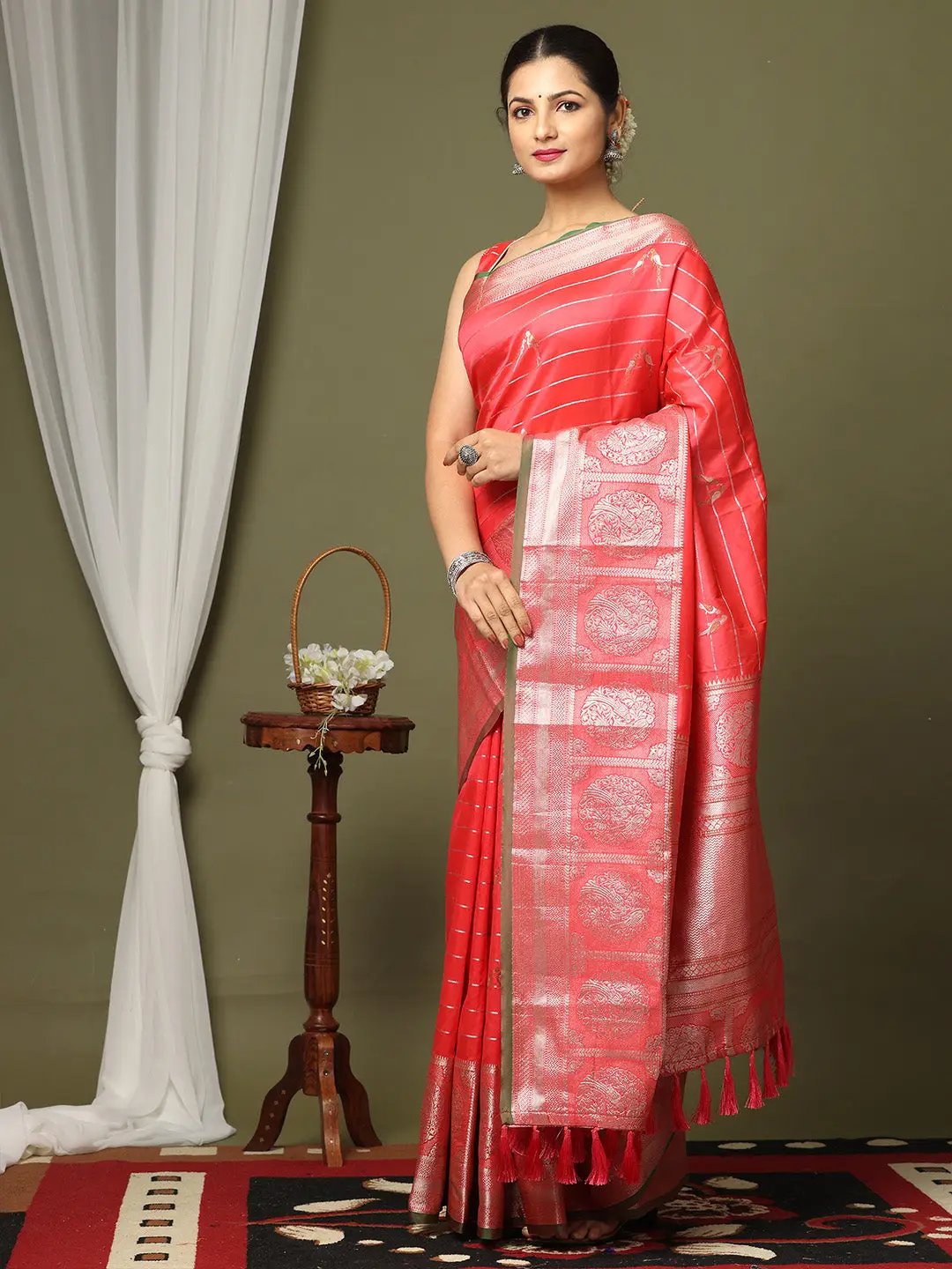 Pure Banarasi Katan Silk Kanchi Zari Weaving Saree