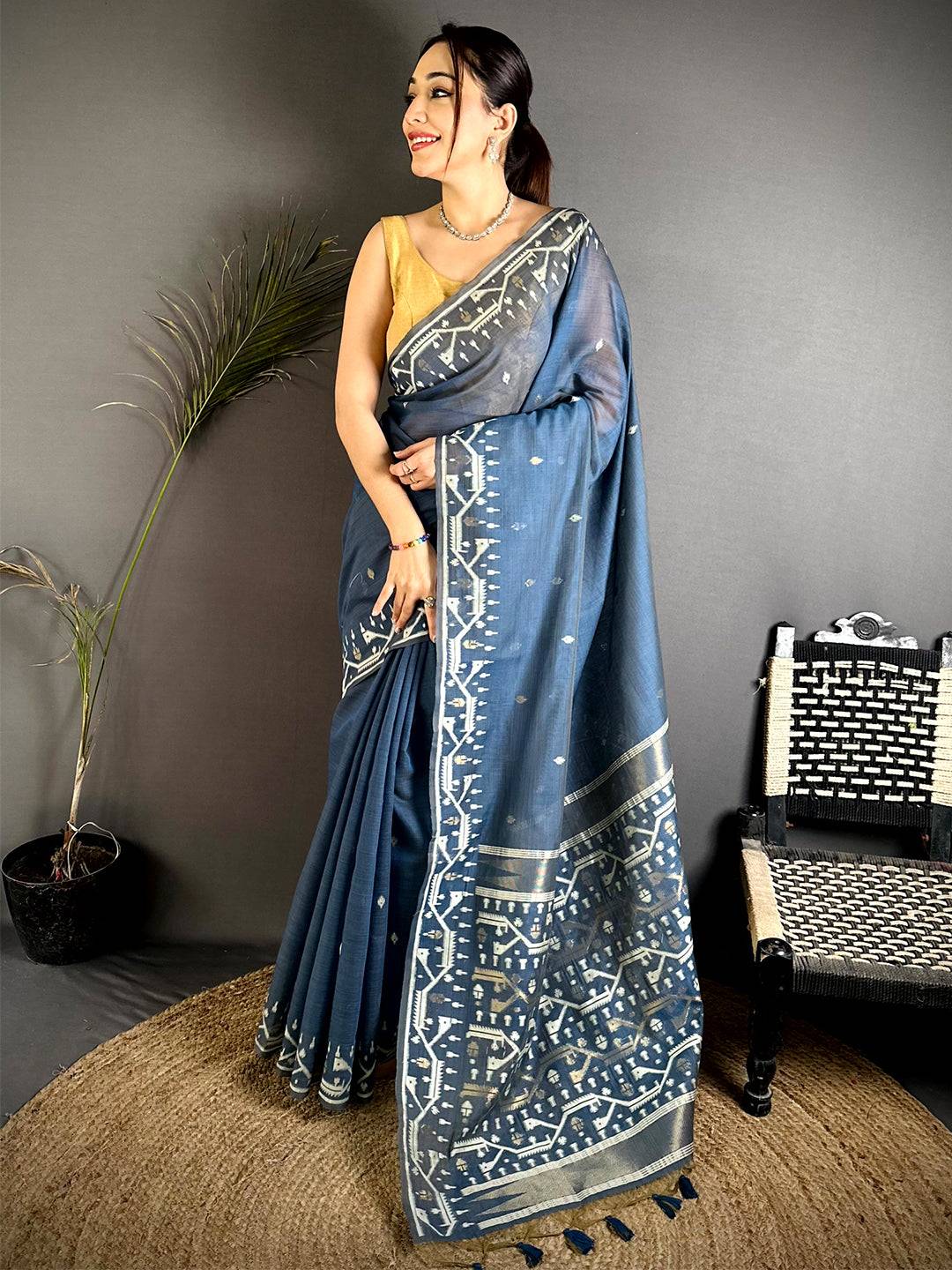 Heritage Lakhani Linen Saree