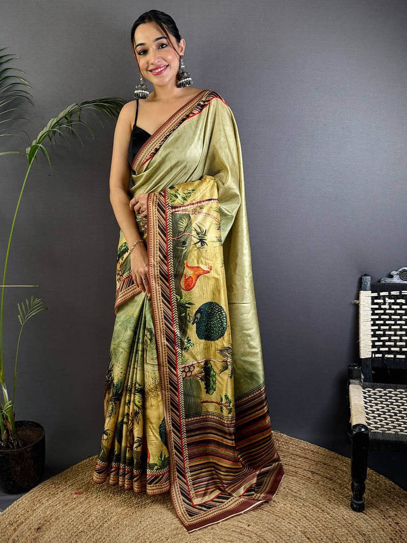 Artistry Soft Dola Silk Printed Saree