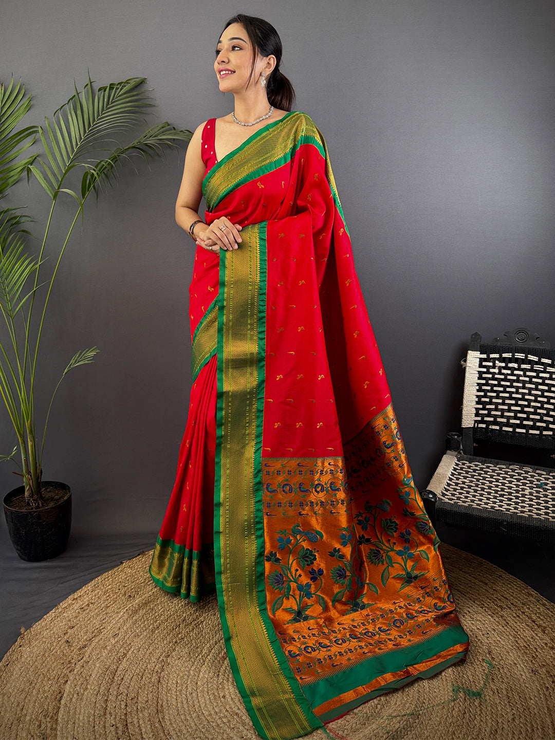 Red Soft Silk Paithani Saree