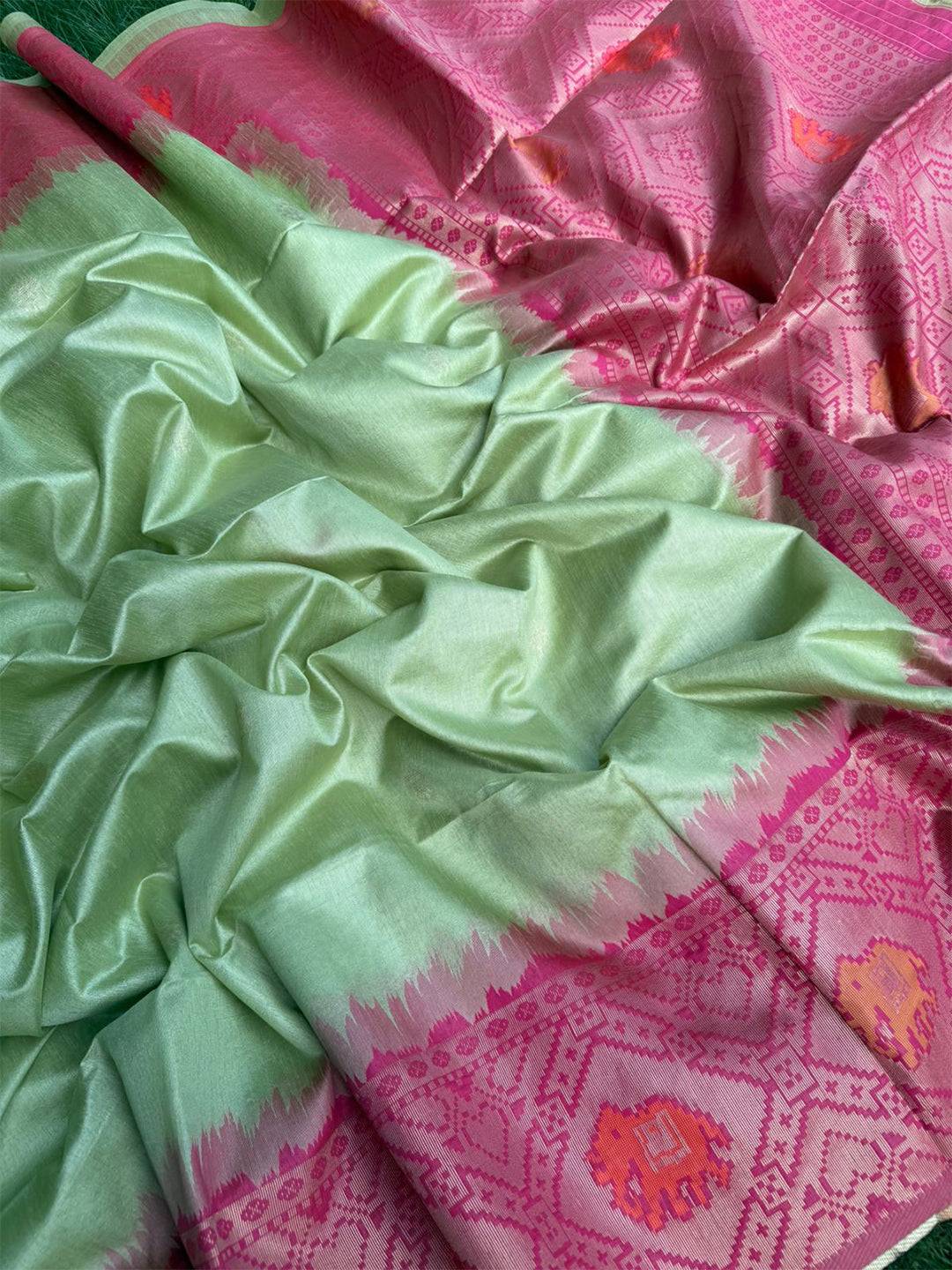 Regal Pista Silk Zari Weaving Saree