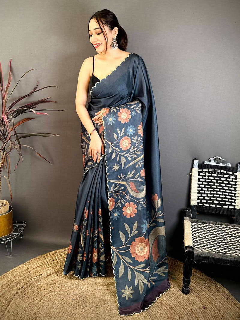 Premium Celebrity Tussar Kalamkari Saree