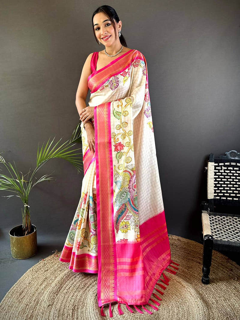 Pink Soft Gadwal Uppada Silk Saree