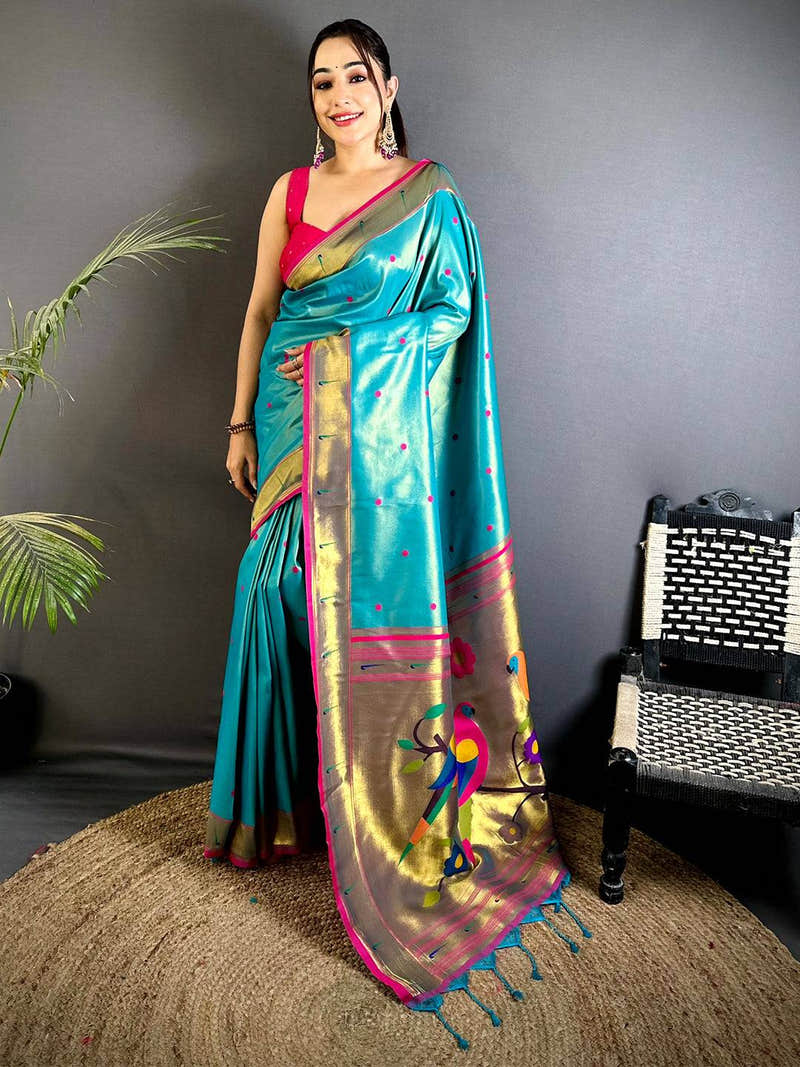 Rama Glass Tissue Yevla Paithani Saree