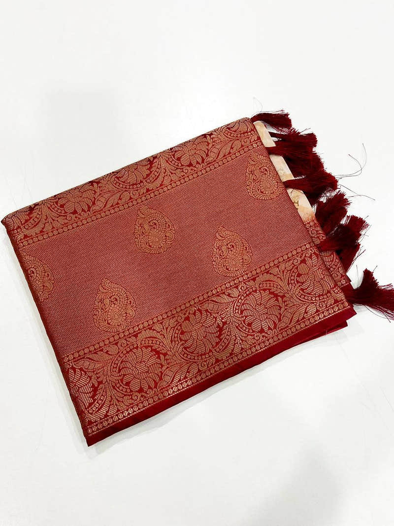 Opulent Floral Fantasy Banarasi Silk Saree