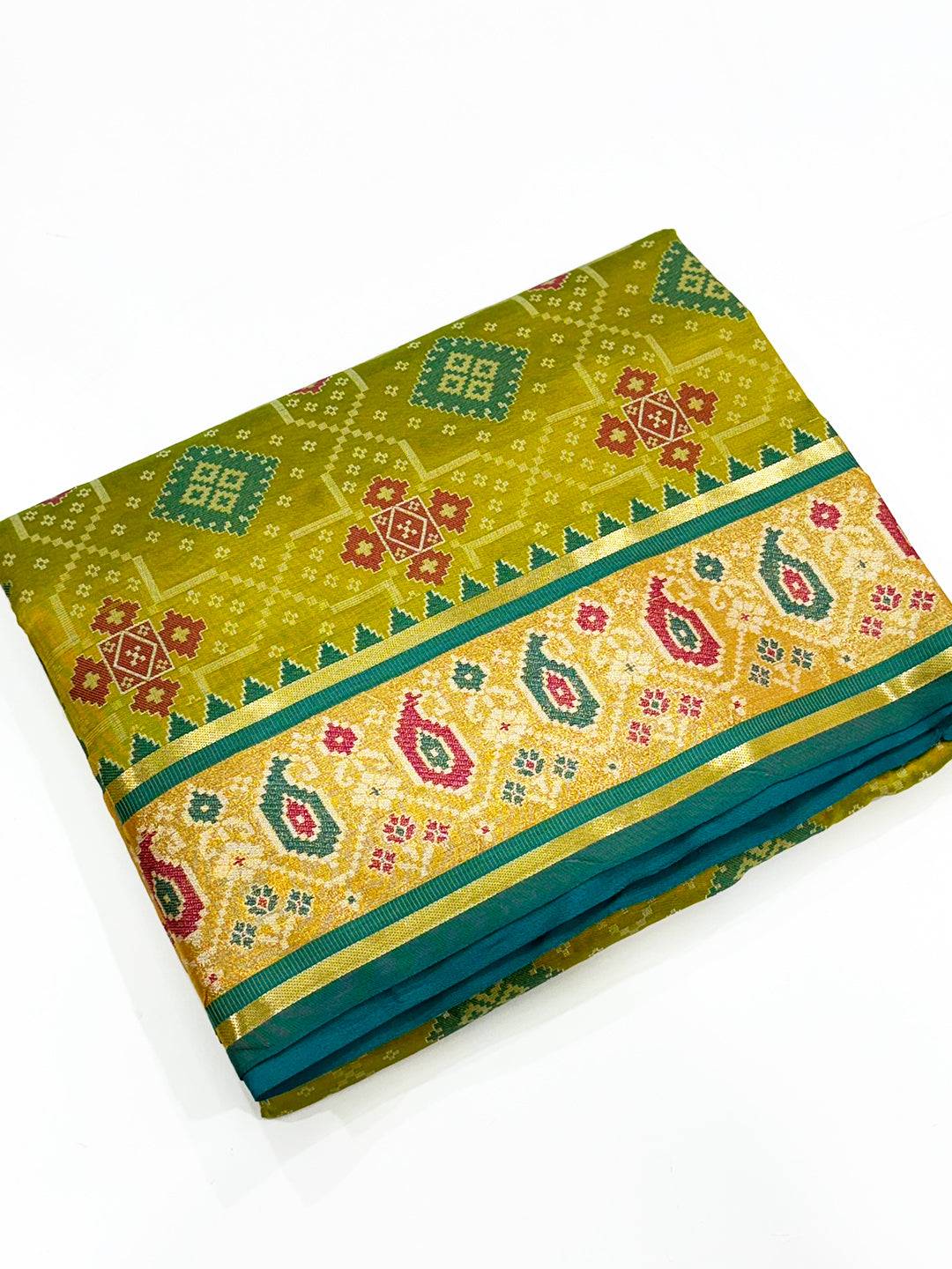 Green Soft Silk Saree With Patola Weaving