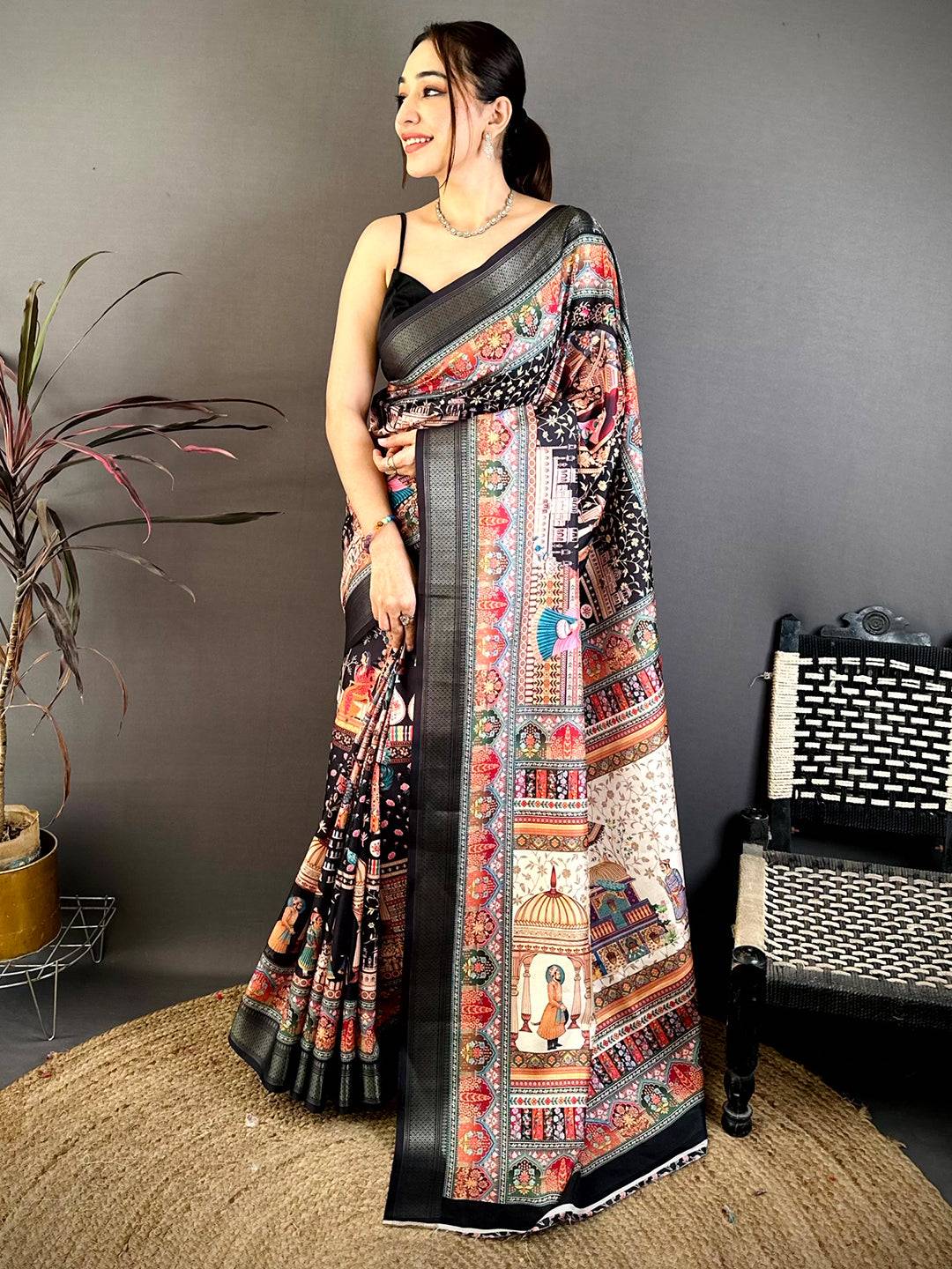 Royal Pashmina Print Tussar Ghichaa Saree
