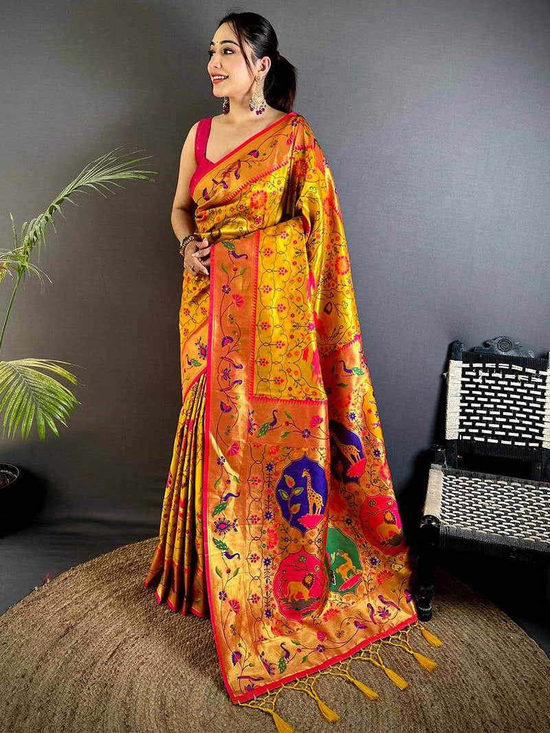 Royal Yellow Patola Paithani Saree