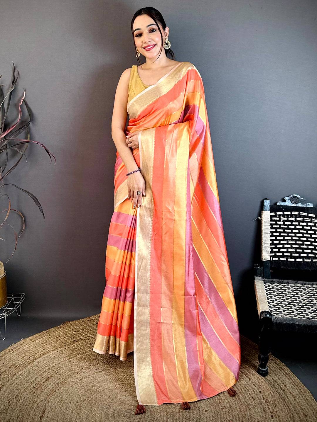 Royal Tussar Rainbow Digital Print Saree
