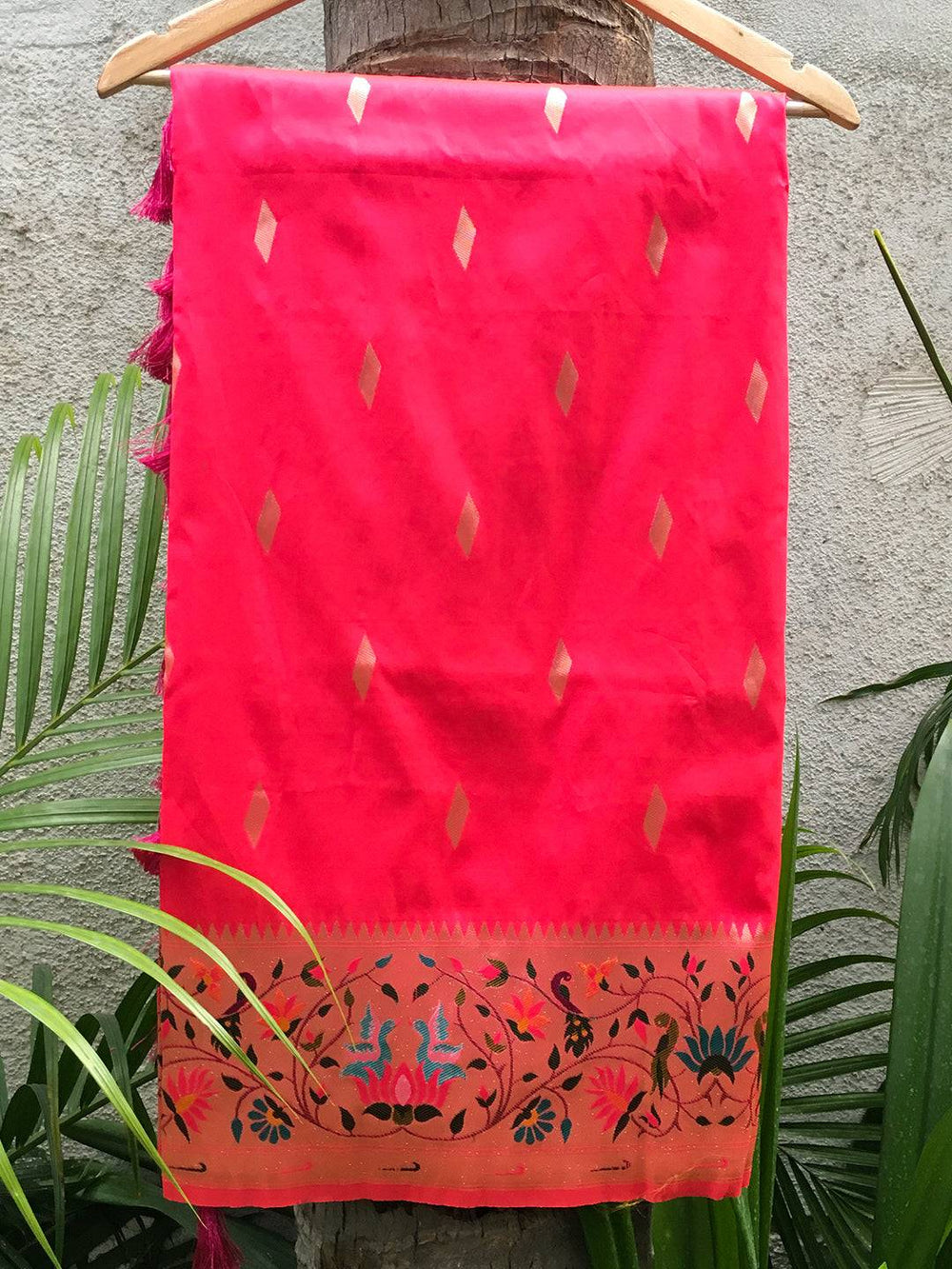 Pink Yevla Paithani Meenakari Saree
