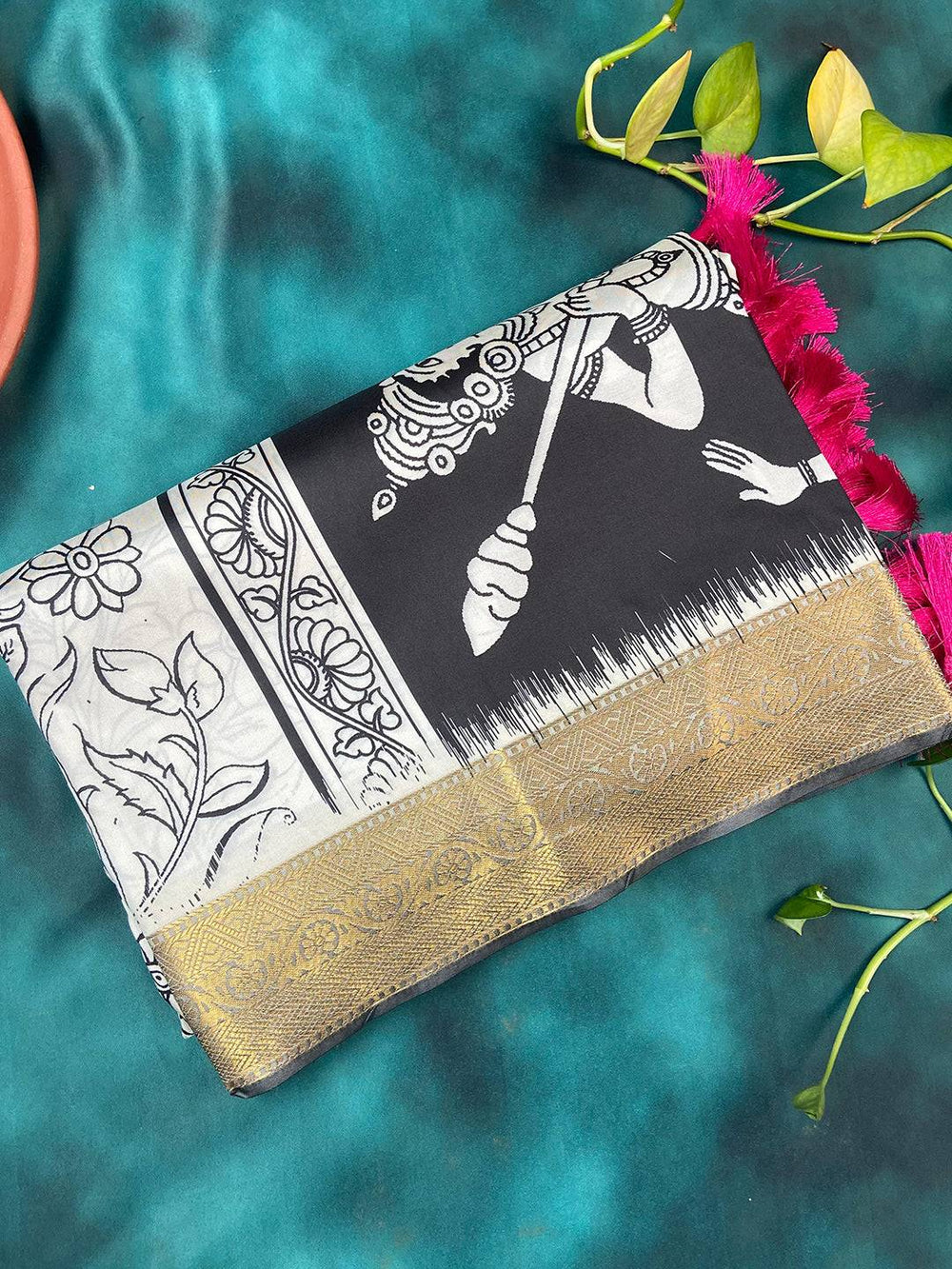 Stunning Kalamkari and Block Print Work Saree with Zari border