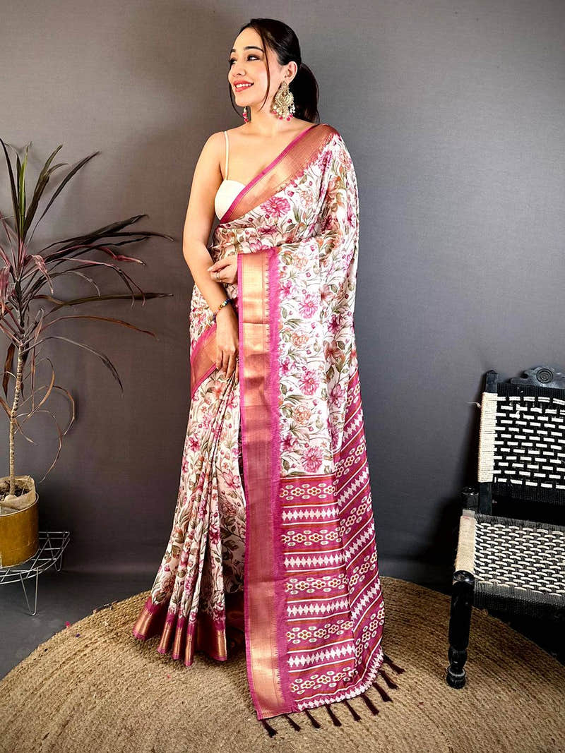 Pink Floral Beauty Designer Saree