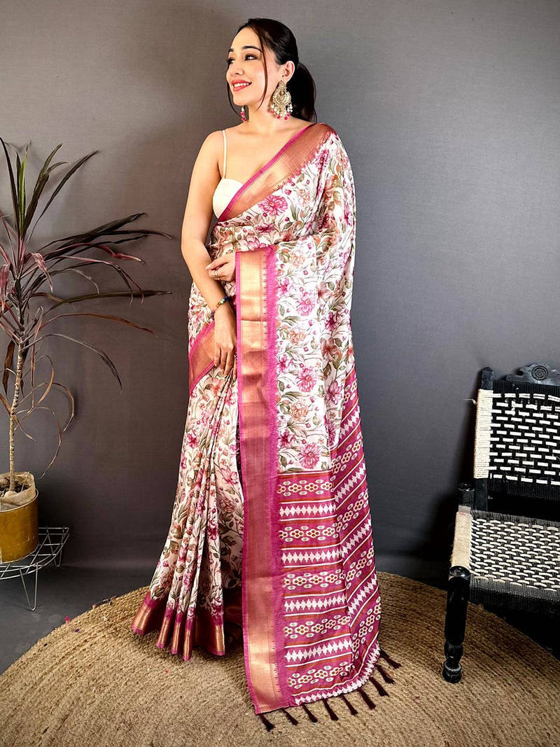 Pink Floral Beauty Designer Saree