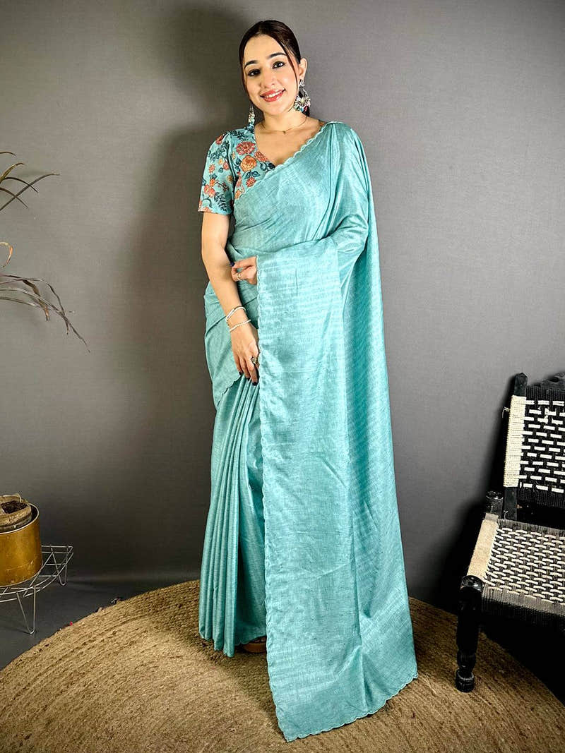 Air Silk Butti Resham Embroidery Border Saree