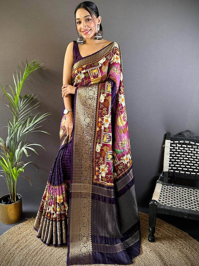 Mughal Heritage Viscose Dola Silk Saree