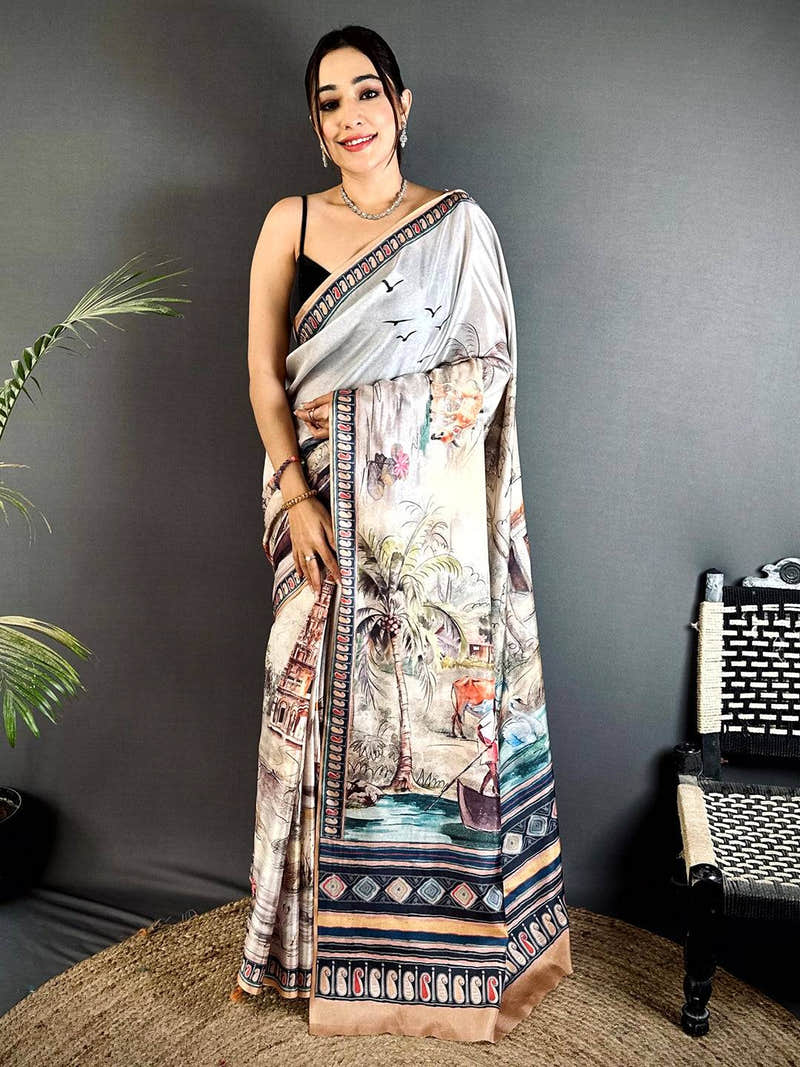 Regal Free-Hand Semi Tussar Saree