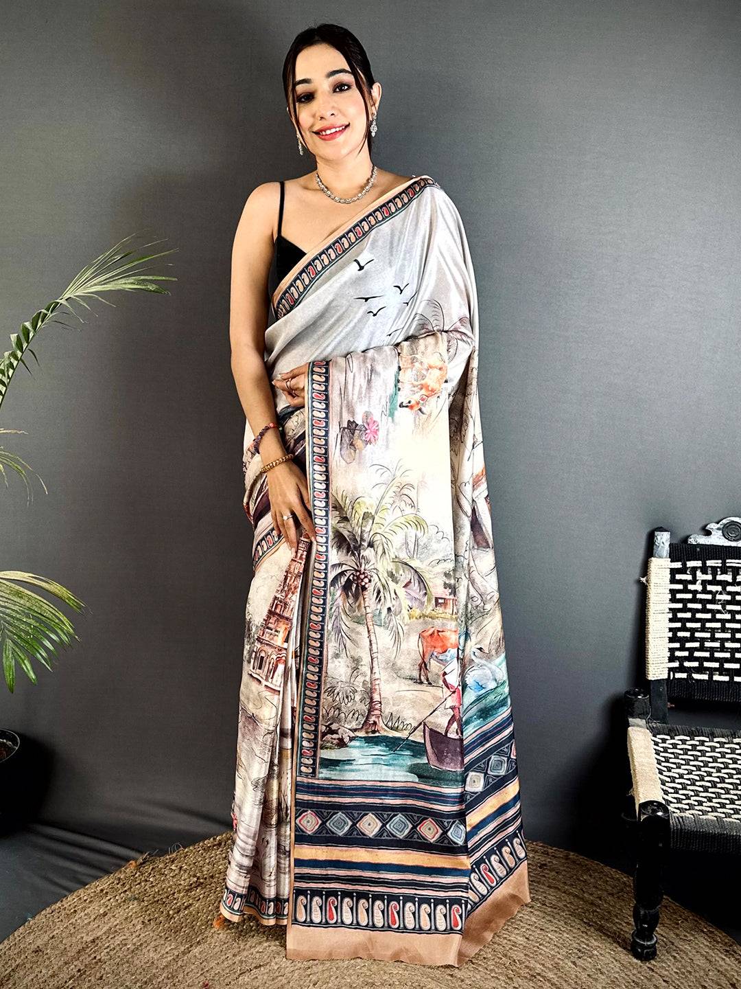 Regal Free-Hand Semi Tussar Saree