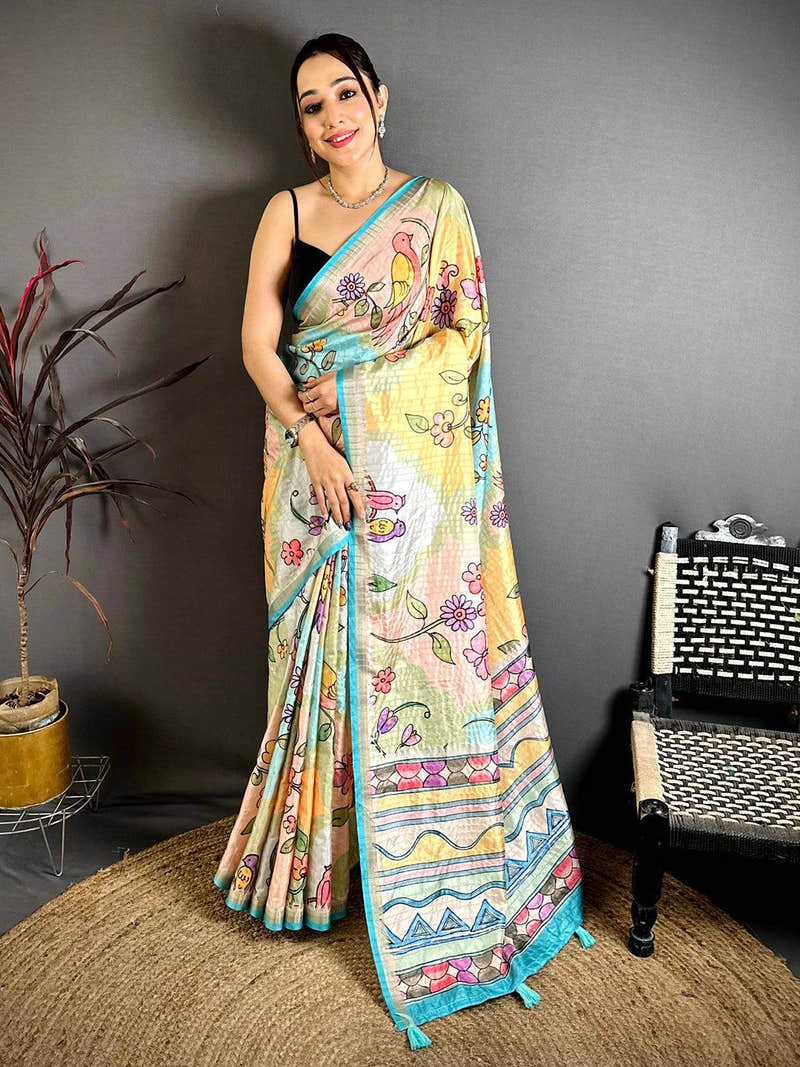 Radiance Folk Art Tussar Ghicha Saree