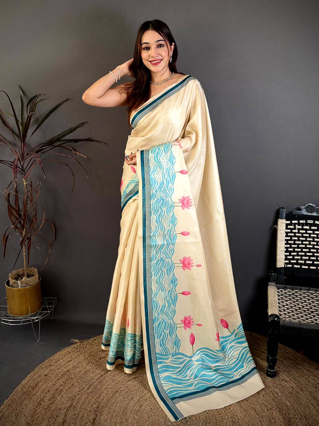 Soft Tussar Pichwai Water Wave Saree