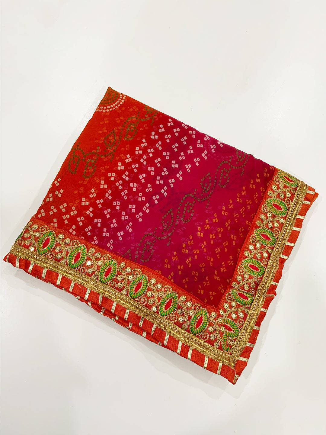Elegant Chinnon Chiffon Bandhej Print Saree
