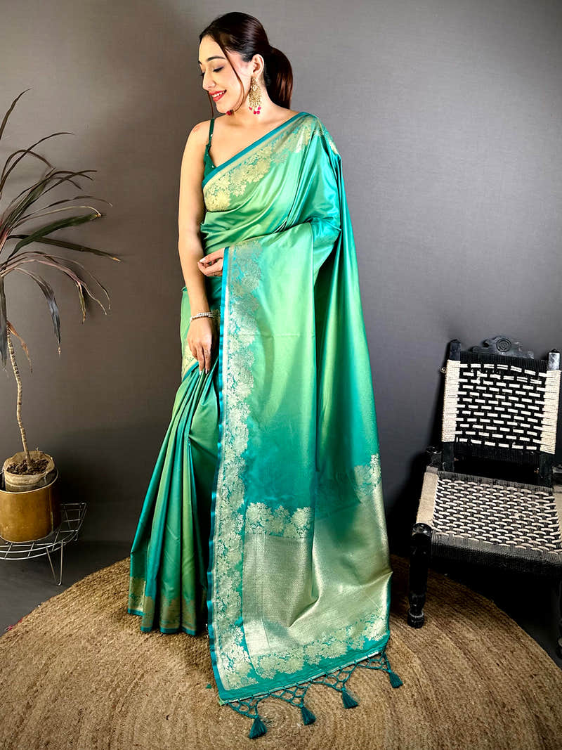 Exclusive Ombre Weaving Mashru Silk Saree