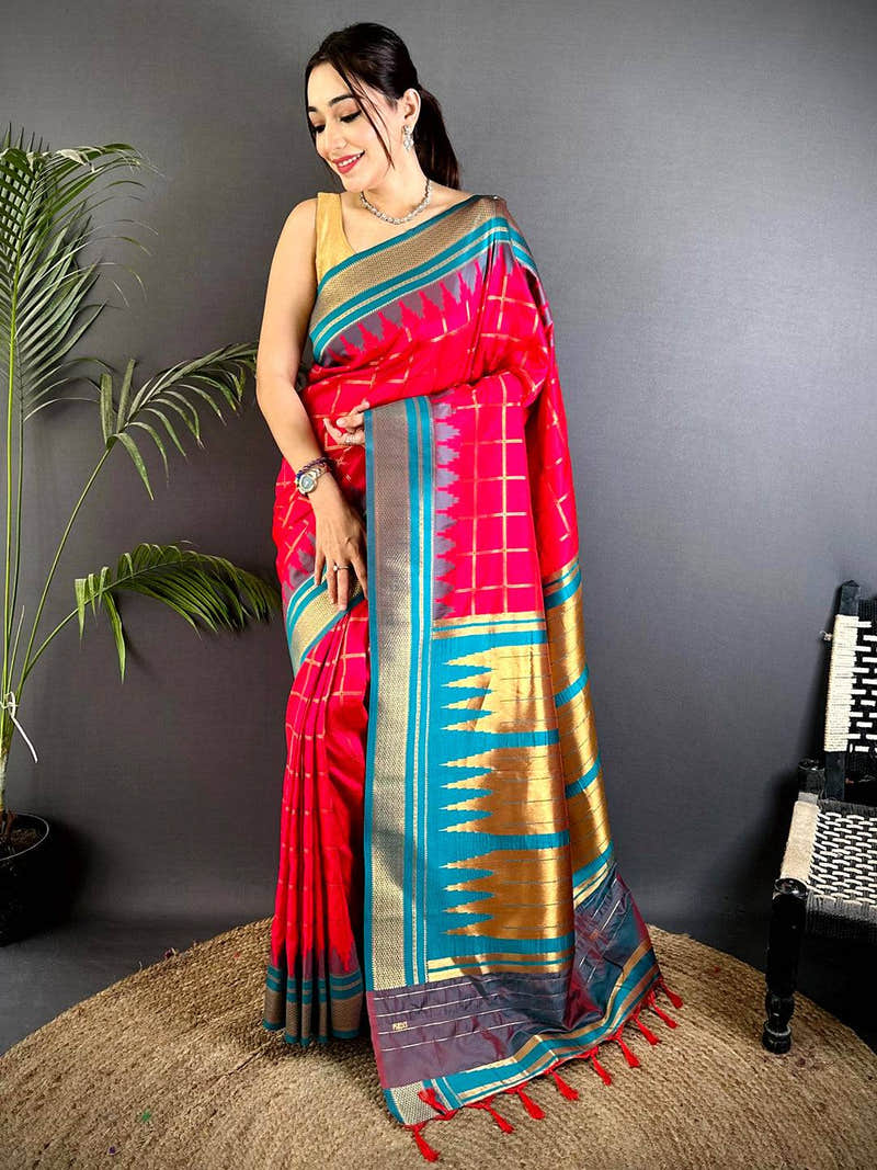 Opulent Dual Tone Gold Zari Saree