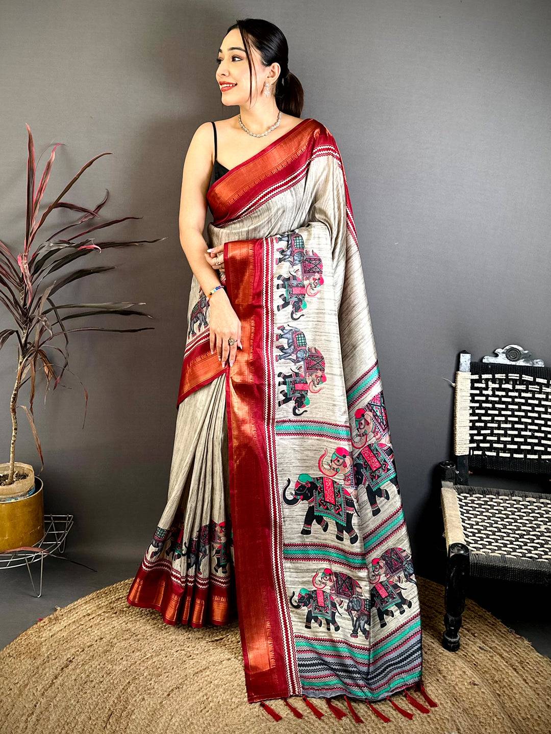 Classic Block Print Dola Silk Saree