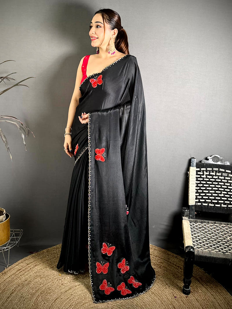 Classic Butterfly Bandhej Soft Chinnon Saree